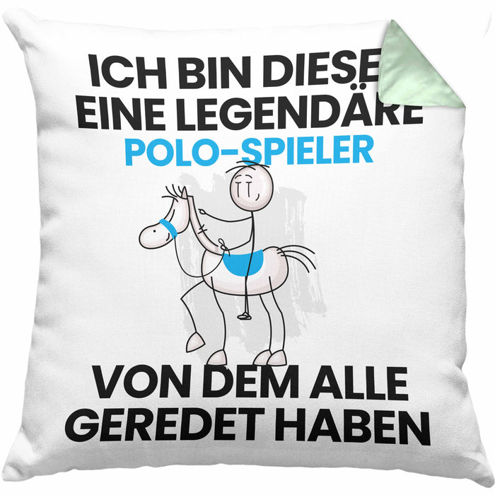 Polo-Spieler Geschenk Kissen mit Füllung 40x40 Lustige Geschenkidee Geburtstag für Polo-Spieler Ich Bin Dieser Legendäre Polo-Spieler Von Dem Alle Geredet Haben (Grau) Grün Trendation