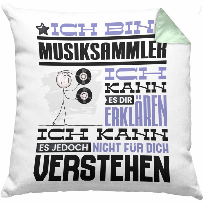 Musiksammler Geschenk Kissen mit Füllung 40x40 Lustige Geschenkdiee für einen Musiksammler Geburtstag Ich Bin Musiksammler Ich Kann Es Dir Erklären Aber Nicht Für Dich Verstehen (Grau) Grün Trendation