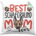 Schäferhund Mom Besitzerin Kissen mit Füllung 40x40 Geschenk Lustiger Spruch Geschenkidee Besitzerin Schäferhund Mama (Grau) Grün Trendation