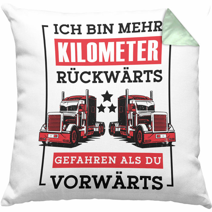 Lustige Kissen mit Füllung 40x40 LKW-Fahrer Geschenk Geschenkidee LKW Spruch (Grau) Grün Trendation