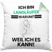 Langläufer Geschenk Kissen mit Füllung 40x40 Lustiger Spruch Ich Bin Langläufer Warum Weil Ich Es Kann Geschenkidee Bester Langläufer Geburtstag (Grau) Grün Trendation