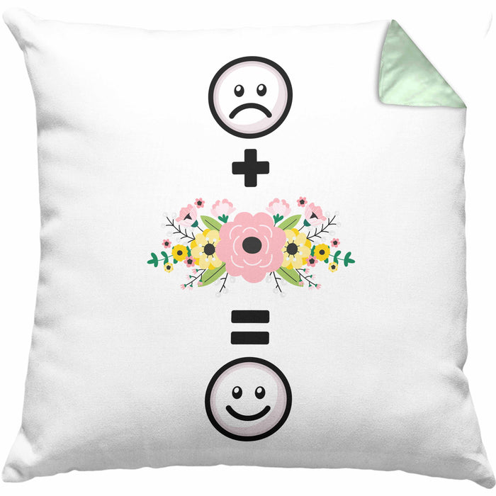 Floristin Kissen mit Füllung 40x40 Geschenk für Blumen Liebhaber Verkäuferin Lustige Geschenkidee :( + Blumen = :) Geburtstag (Grau) Grün Trendation