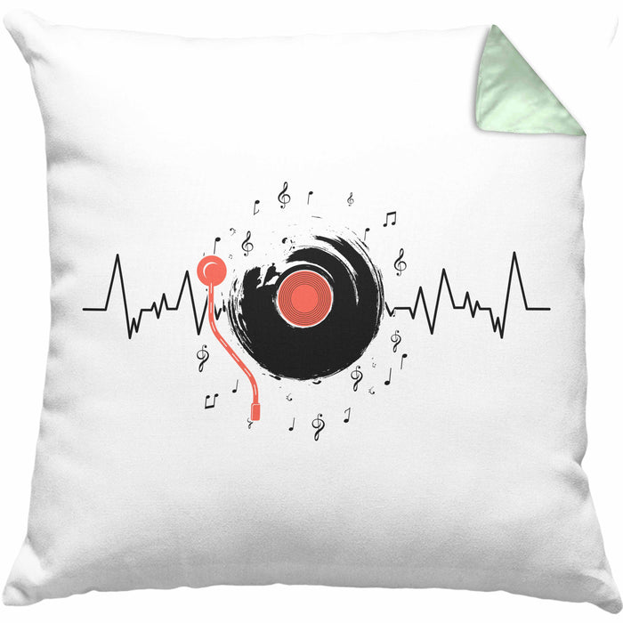 Schallplatte Geschenk Vinyl Herzschlag Vintage Retro Musik DJ Geschenk Kissen mit Füllung 40x40 (Grau) Grün Trendation