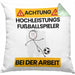 Fußballspieler Kissen mit Füllung 40x40 Geschenk Lustiger Spruch Geschenkidee für Fußballspieler Achtung Hochleistungs Fußballspieler Bei Der Arbeit (Grau) Grün Trendation