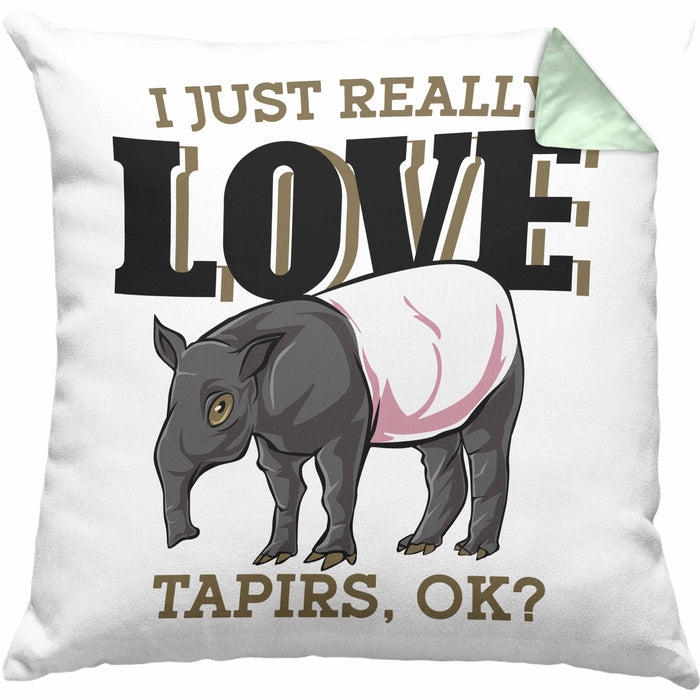 Lustige Tapir Kissen mit Füllung 40x40 Geschenk Tapir Liebhaber (Grau) Grün Trendation