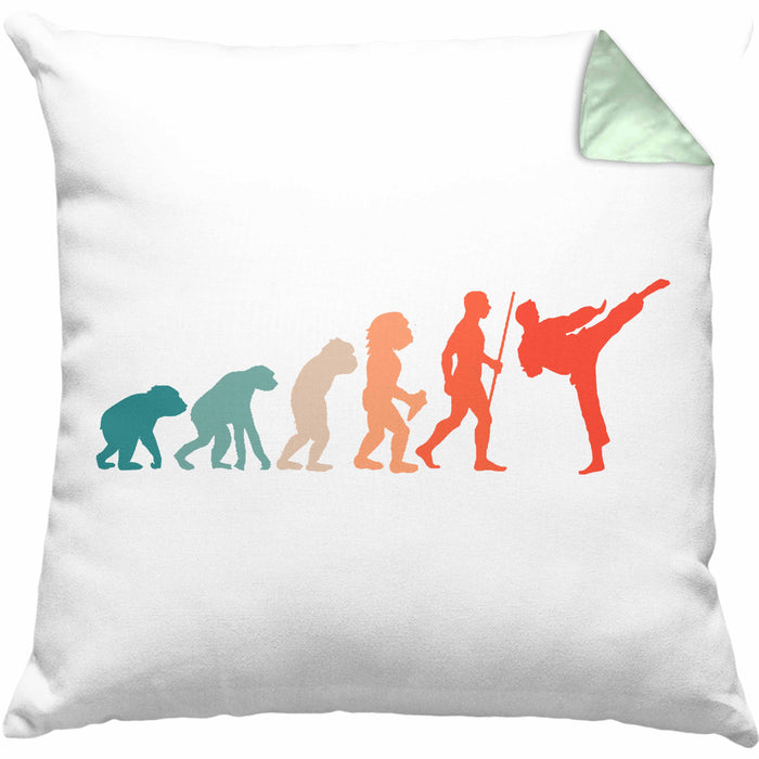 Karate-Kissen mit Füllung 40x40 Geschenk Kampfsport-Fans Jiu Jitsu Geschenkidee Evolution (Grau) Grün Trendation