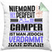 Camper Geschenk Kissen mit Füllung 40x40 Lustige Geschenkidee für Camper Geburtstag Niemand Ist Perfekt Aber Als Camper Ist Man Nah Dran (Grau) Grün Trendation