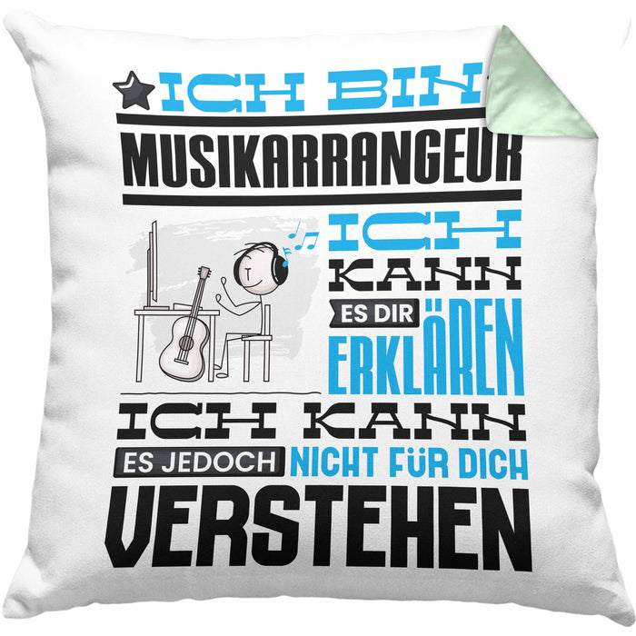 Musikarrangeur Geschenk Kissen mit Füllung 40x40 Geschenkidee für Musikarrangeur Geburtstag Lustig Ich Bin Musikarrangeur Ich Kann Es Dir Erklären Aber Nicht Für Dich Verstehen (Grau) Grün Trendation