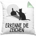 Erkenne Die Zeichen Kissen mit Füllung 40x40 Geschenk Kissen mit Füllung 40x40 Mittelfing** Geschenkidee Sarkasmus Spruch (Grau) Grün Trendation