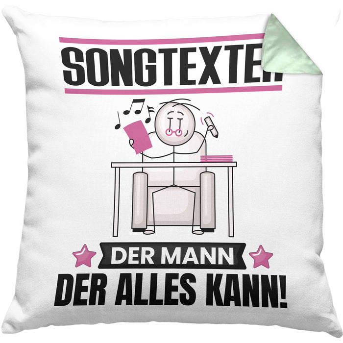 Songtexter Kissen mit Füllung 40x40 Geschenk für Songtexter Der Mann Der Alles Kann Geschenkidee zum Geburtstag (Grau) Grün Trendation