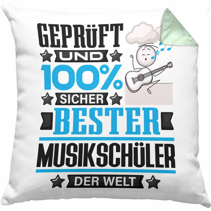 Musikschüler Geschenk Lustiger Spruch für Musikschüler Geschenkidee Bester Musikschüler Der WeltKissen mit Füllung 40x40 (Grau) Grün Trendation