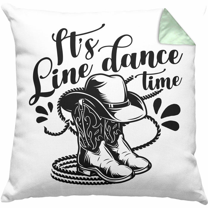 Lustige Kissen mit Füllung 40x40 "It's Line Dance Time" Geschenk Line Dance Fans (Grau) Grün Trendation