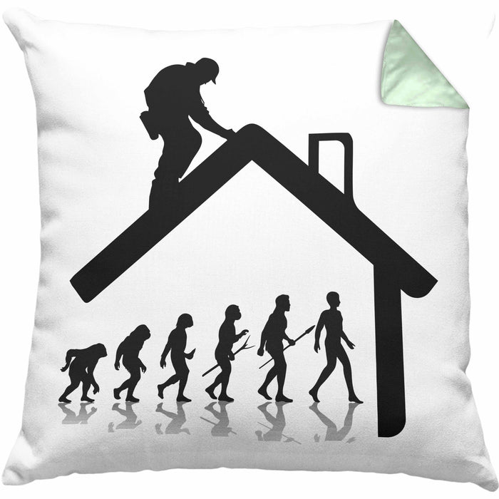 Dachdecker Geschenk Kissen mit Füllung 40x40 Evolution Geschenkidee Spruch (Grau) Grün Trendation