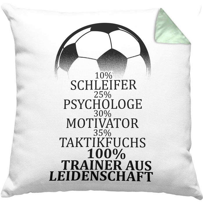 Fußballtrainer Kissen mit Füllung 40x40 Spruch Trainer Aus Leidenschaft Fußballcoach (Grau) Grün Trendation