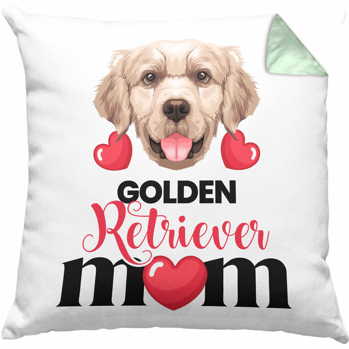 Golden Retriever Besitzer Mom Mama Kissen mit Füllung 40x40 Geschenk Lustiger Spruch Geschenkidee Golden Retriever Besitzerin (Grau) Grün Trendation