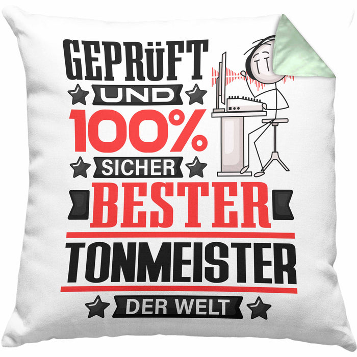 Tonmeister Geschenk Lustiger Spruch für Tonmeister Geschenkidee Bester Tonmeister Der WeltKissen mit Füllung 40x40 (Grau) Grün Trendation