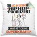 Hiphop-Produzent Kissen mit Füllung 40x40 Geschenk für Hiphop-Produzent Geburtstag Lustiger Spruch Was Ist Deine Superkraft (Grau) Grün Trendation