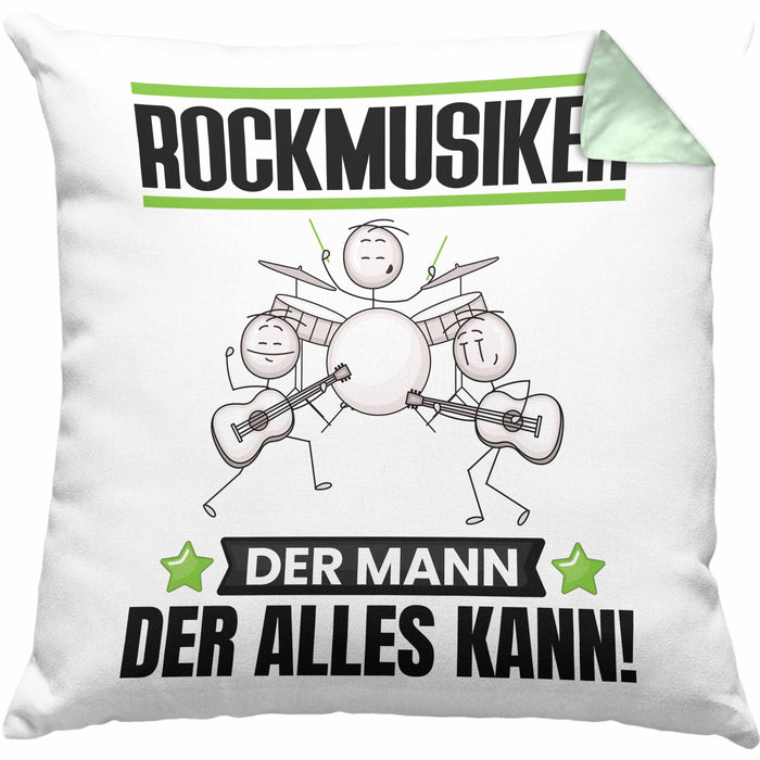 Rockmusiker Kissen mit Füllung 40x40 Geschenk für Rockmusiker Der Mann Der Alles Kann Geschenkidee zum Geburtstag (Grau) Grün Trendation