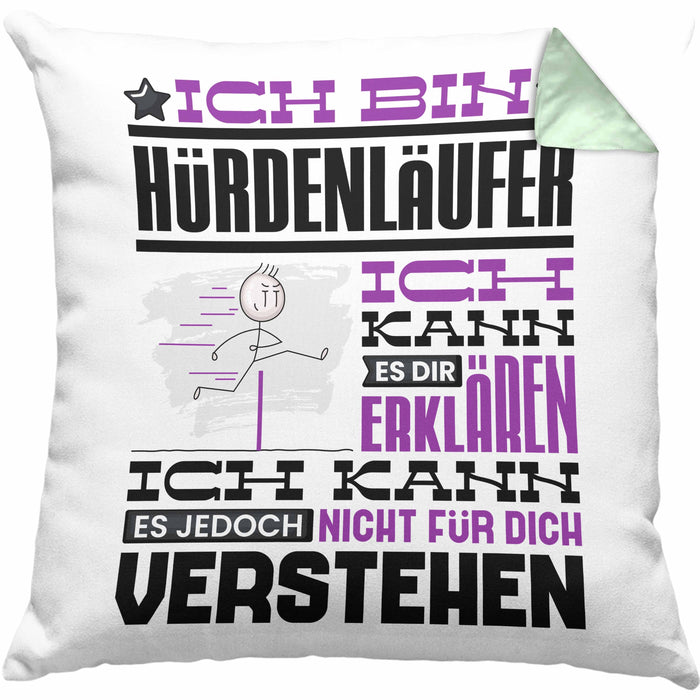 Hürdenläufer Geschenk Kaffee-Kissen mit Füllung 40x40 Geschenkidee für Hürdenläufer Ich Bin Hürdenläufer Ich Kann Es Dir Erklären Jedoch Nicht Für Dich Verstehen Spruch Lustig (Grau) Grün Trendation