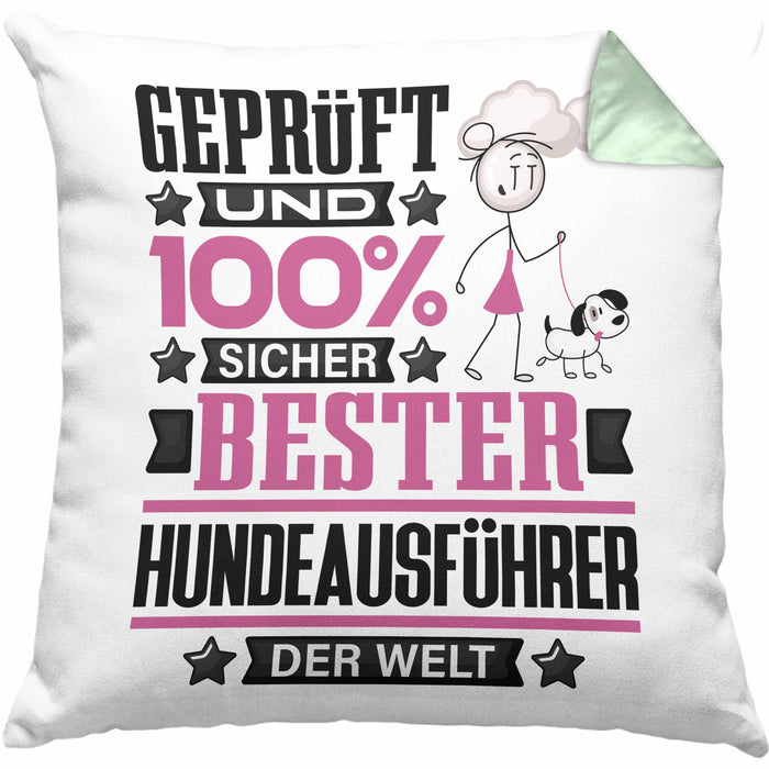 Hundeausführer Geschenk Lustiger Spruch für Hundeausführer Geschenkidee Bester Hundeausführer Der WeltKissen mit Füllung 40x40 (Grau) Grün Trendation