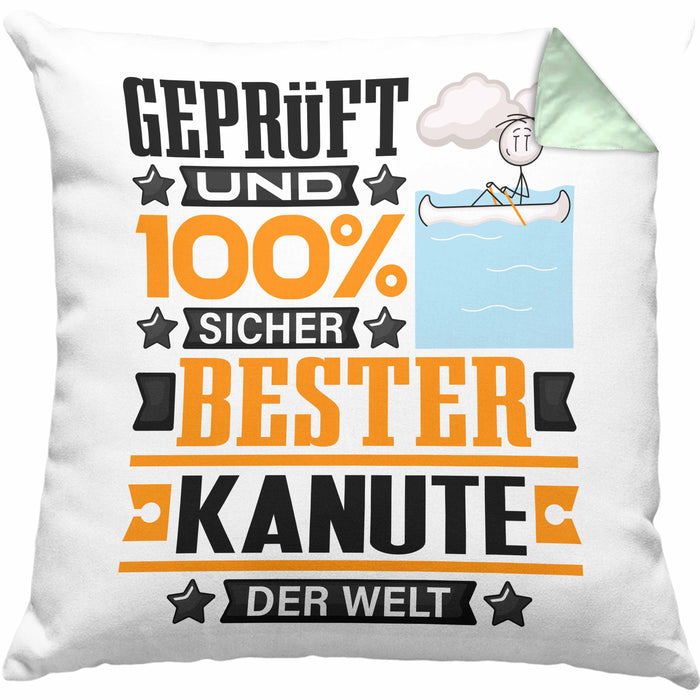 Kanute Geschenk Lustiger Spruch für Kanute Geschenkidee Bester Kanute Der WeltKissen mit Füllung 40x40 (Grau) Grün Trendation