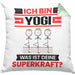 Yogi Kissen mit Füllung 40x40 Geschenk für Yogi Geburtstag Lustiger Spruch Was Ist Deine Superkraft (Grau) Grün Trendation