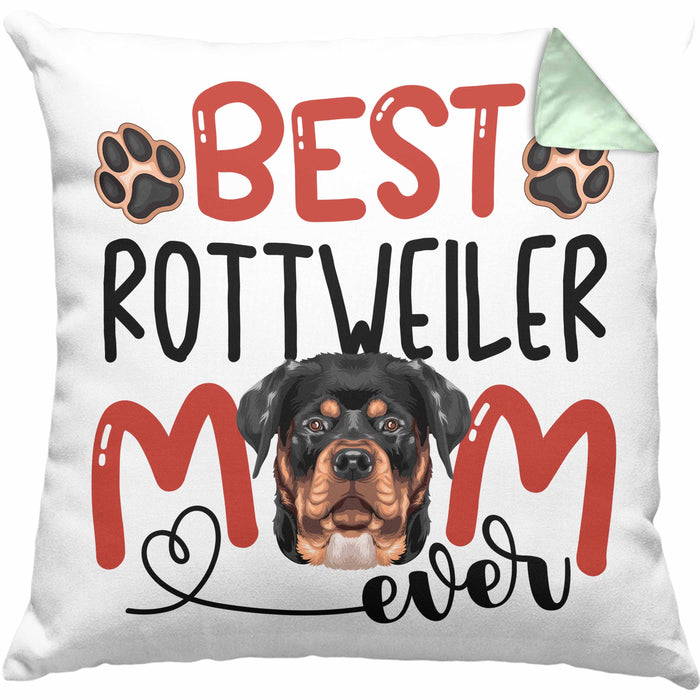 Rottweiler Mom Besitzerin Kissen mit Füllung 40x40 Geschenk Lustiger Spruch Geschenkidee Besitzerin Rottweiler Mama (Grau) Grün Trendation