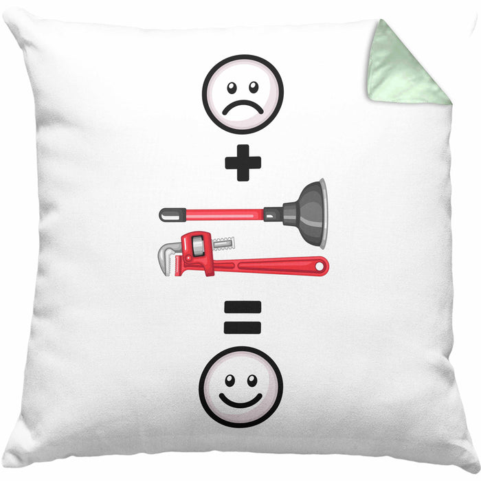 Klempner Kissen mit Füllung 40x40 Geschenk für Klepmner :( + Klostopfen = :) Lustige Geschenkidee Geburtstag (Grau) Grün Trendation