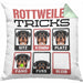 Rottweiler Besitzer Kissen mit Füllung 40x40 Geschenk Lustiger Spruch Geschenkidee Rottweiler Tricks Bleib (Grau) Grün Trendation
