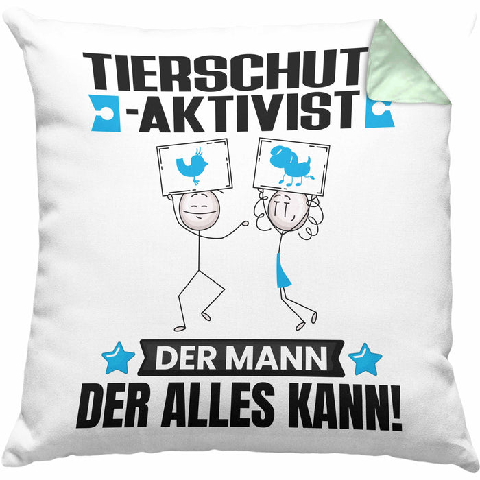 Tierschutzaktivist Kissen mit Füllung 40x40 Geschenk für Tierschutzaktivist Der Mann Der Alles Kann Geschenkidee zum Geburtstag (Grau) Grün Trendation