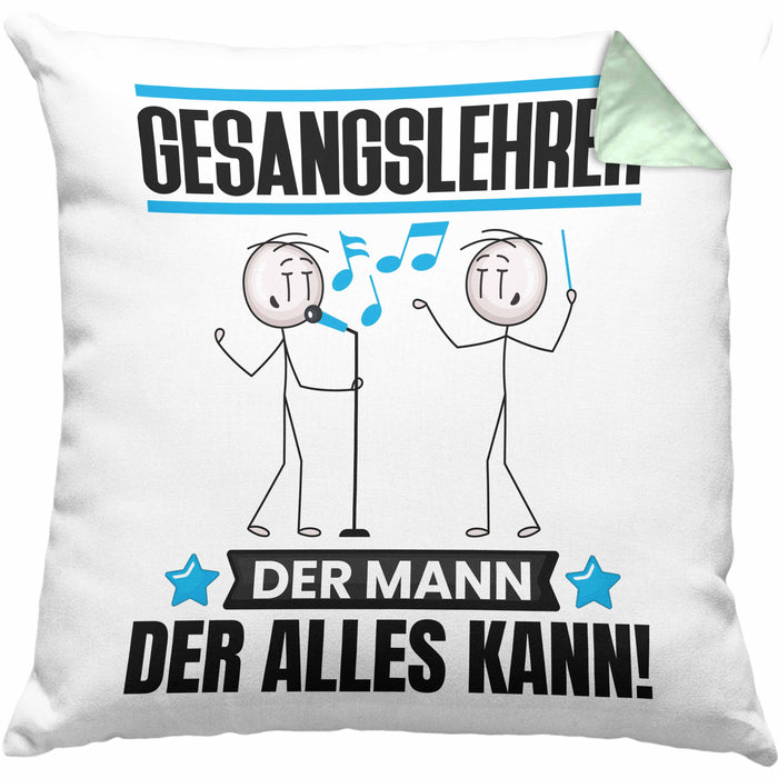 Gesangslehrer Kissen mit Füllung 40x40 Geschenk für Gesangslehrer Der Mann Der Alles Kann Geschenkidee zum Geburtstag (Grau) Grün Trendation