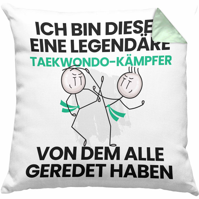 Taekwondo-Kämpfer Geschenk Kissen mit Füllung 40x40 Lustige Geschenkidee Geburtstag für Taekwondo-Kämpfer Ich Bin Dieser Legendäre Taekwondo-Kämpfer Von Dem Alle Geredet Haben (Grau) Grün Trendation