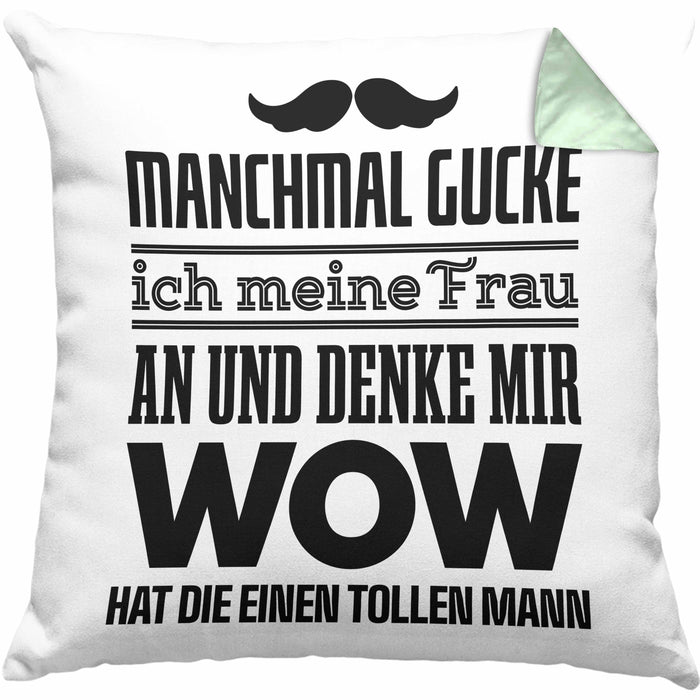 Ehefrau Ehemann Kissen mit Füllung 40x40 mit Spruch Lustiges Geschenk Frau Männer Toller Mann (Grau) Grün Trendation