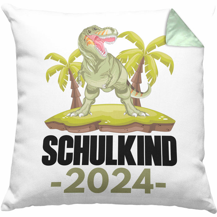 Einschulung Junge Geschenk für Schultüte Füllung Kissen mit Füllung 40x40 Schulstart 1 Schultag Schuleinführung Schulanfang Geschenkidee Schulkind Jungs 2024 (Grau) Grün Trendation
