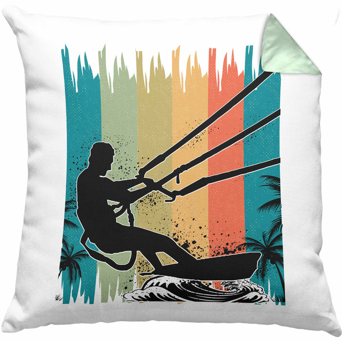 Kitesurfing Kissen mit Füllung 40x40 Geschenk für Kitesurfer Geschenkidee (Grau) Grün Trendation