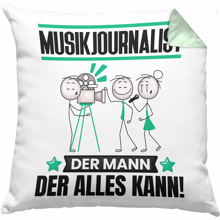 Musikjournalist Kissen mit Füllung 40x40 Geschenk für Musikjournalist Der Mann Der Alles Kann Geschenkidee zum Geburtstag (Grau) Grün Trendation