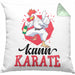 Huhn Kissen mit Füllung 40x40 Geschenk Huhn Kann Karate Geschenkidee Humor (Grau) Grün Trendation