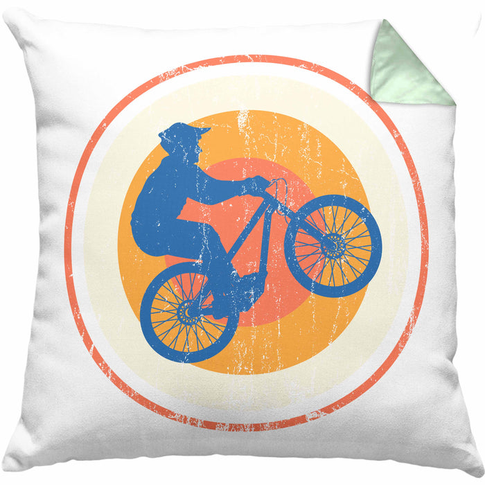 Moutainbike Geschenk Kissen mit Füllung 40x40 Mountainbiker Geschenkidee Kinder Männer Accessories Grafik MTB ler (Grau) Grün Trendation