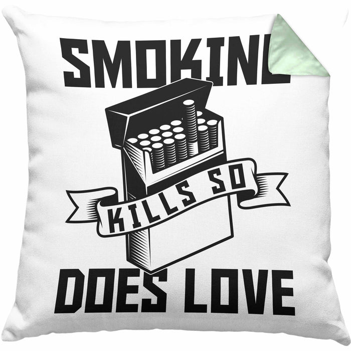 Smoking Kills So Does Love Kissen mit Füllung 40x40 Geschenk (Grau) Grün Trendation