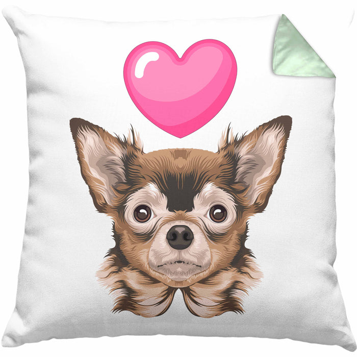 Chihuhahua Besitzer Kissen mit Füllung 40x40 Geschenk Chihuhahua Besitzer Geschenkidee Frauchen Herrchen (Grau) Grün Trendation