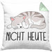 Katze Mittelfinger Kissen mit Füllung 40x40 Geschenk Muffel Nicht Heute Kollegin Frauen (Grau) Grün Trendation