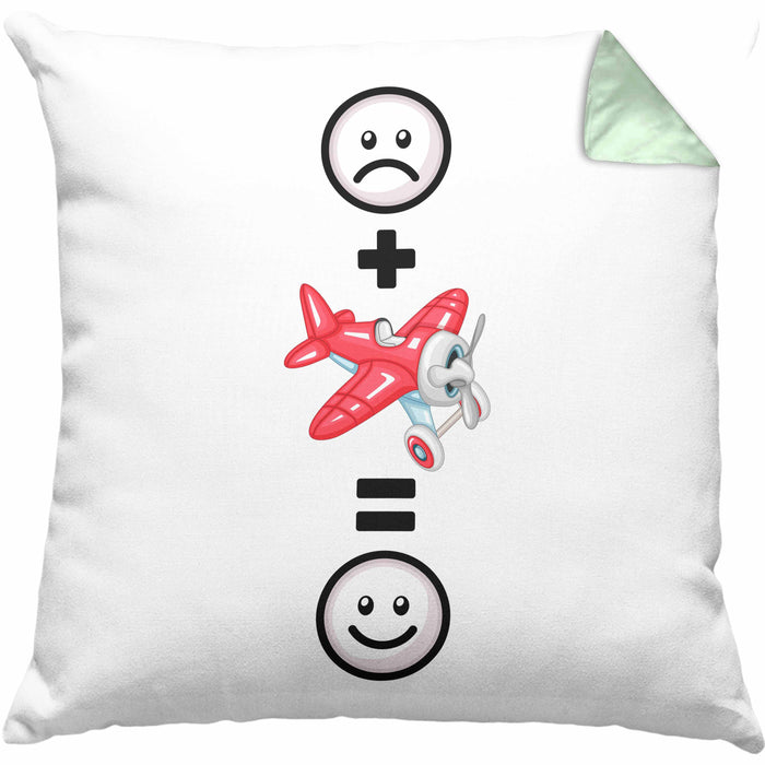 Kunstflugzeug Kissen mit Füllung 40x40 Geschenk für Kunstflieger Geburtstag Lustige Geschenkidee :( + Kunstflieger = :) (Grau) Grün Trendation