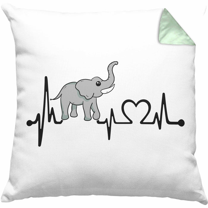 Elefant Kissen mit Füllung 40x40 Geschenk Für Elefanten-Liebhaber Geschenkidee Herzschlag (Grau) Grün Trendation