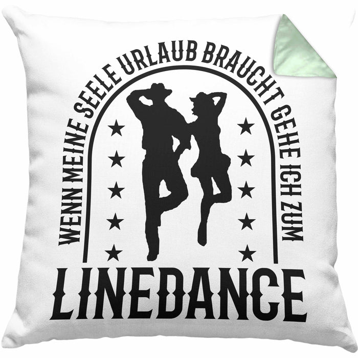 Lustige Kissen mit Füllung 40x40 für Line Dance Fans Spruch Line Dance Tänzerin (Grau) Grün Trendation