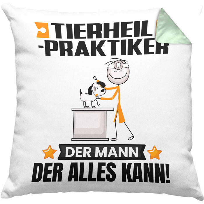 Tierheilpraktiker Kissen mit Füllung 40x40 Geschenk für Tierheilpraktiker Der Mann Der Alles Kann Geschenkidee zum Geburtstag (Grau) Grün Trendation
