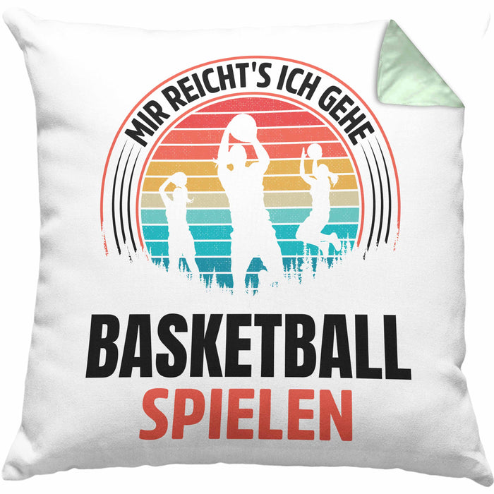 Mädchen Basketballspielerin Geschenkidee Kissen mit Füllung 40x40 Frauen Basketball (Grau) Grün Trendation