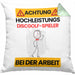 Discgolf-Spieler Kissen mit Füllung 40x40 Geschenk Lustiger Spruch Geschenkidee für Discgolf-Spieler Achtung Hochleistungs Discgolf-Spieler Bei Der Arbeit (Grau) Grün Trendation
