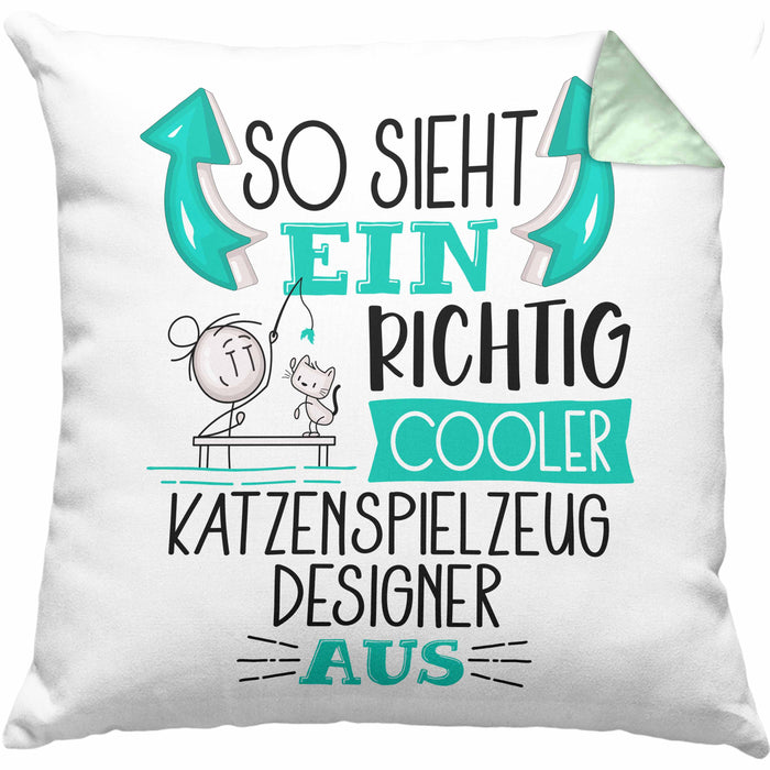 Katzenspielzeug-Designer Kissen mit Füllung 40x40 So Sieht Ein Richtig Cooler Katzenspielzeug-Designer Aus Geschenk Lustiger Spruch Geschenkidee (Grau) Grün Trendation
