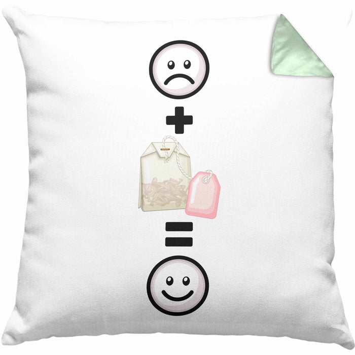 Tee Kissen mit Füllung 40x40 Geschenk für Tee-Liebhaber TeeKissen mit Füllung 40x40 Lustige Geschenkidee :( + Teebeutel = :) Geburtstag (Grau) Grün Trendation