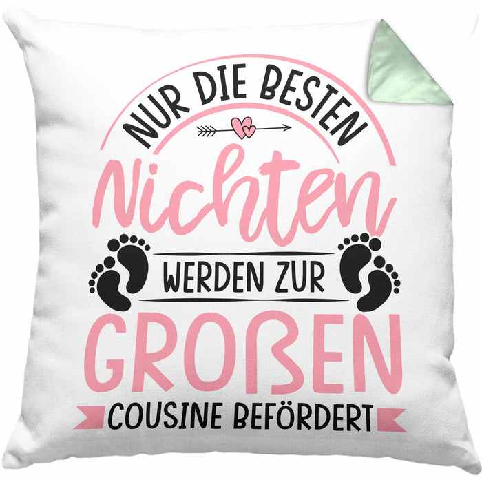 Du Wirst Große Cousine Kissen mit Füllung 40x40 Geschenk Nur Die Besten Nichten Werden Zur Großen Cousine Befördert (Grau) Grün Trendation